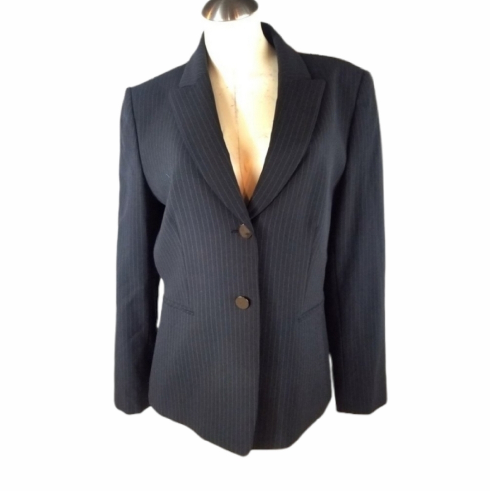 Tahari ASL 12 Blue Pinstripe Blazer